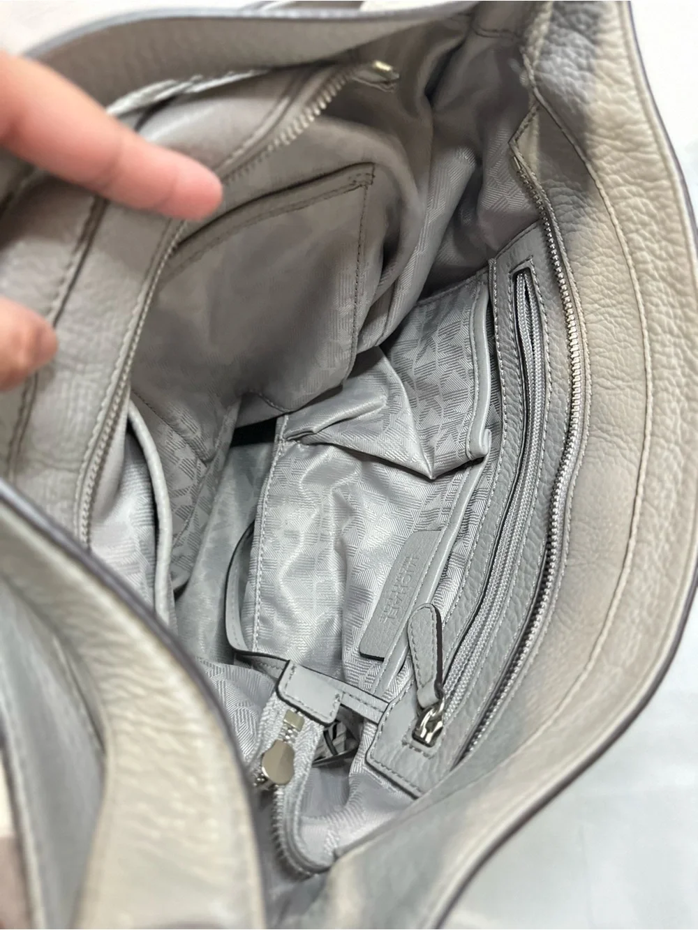 Bundle (2)Michael Kors Cream Logo Tote and Taupe Leather Hobo